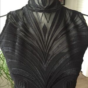 INC Black Sheer Sleeveless Blouse